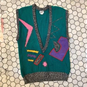Oversized 90s Memphis Milano Style Sweater Vest